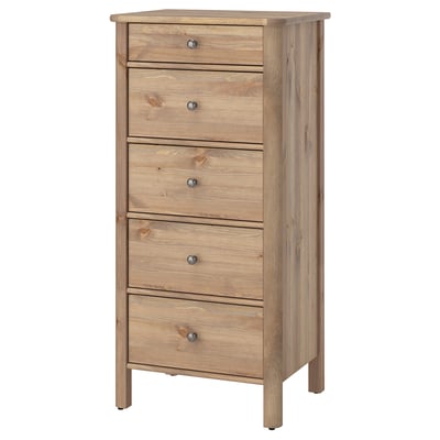 STOREMOLLA 5-drawer chest, gray-brown stained, 24 3/4x19 5/8x51 5/8 "