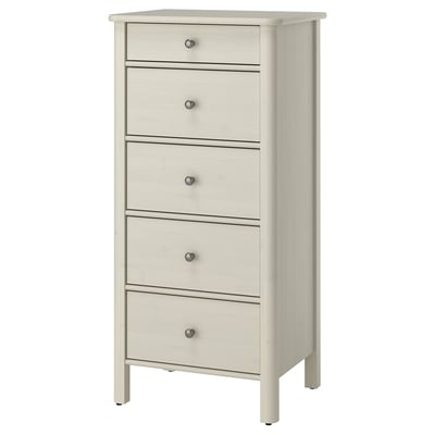 STOREMOLLA 5-drawer chest, light gray-beige stained, 24 3/4x19 5/8x51 5/8 "