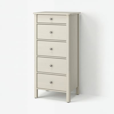 STOREMOLLA 5-drawer chest, light gray-beige stained, 24 3/4x19 5/8x51 5/8 "