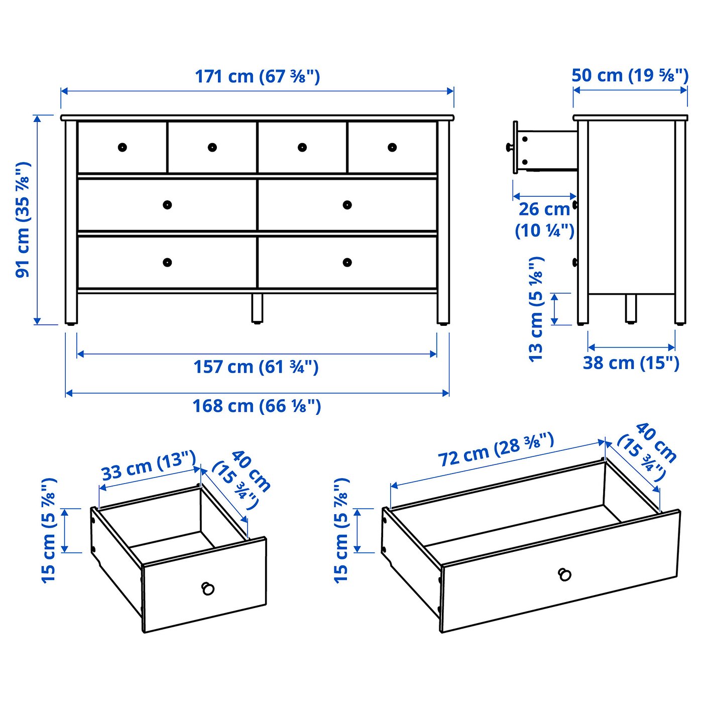 STOREMOLLA 8-Drawer Dresser - Gray-Brown Stained