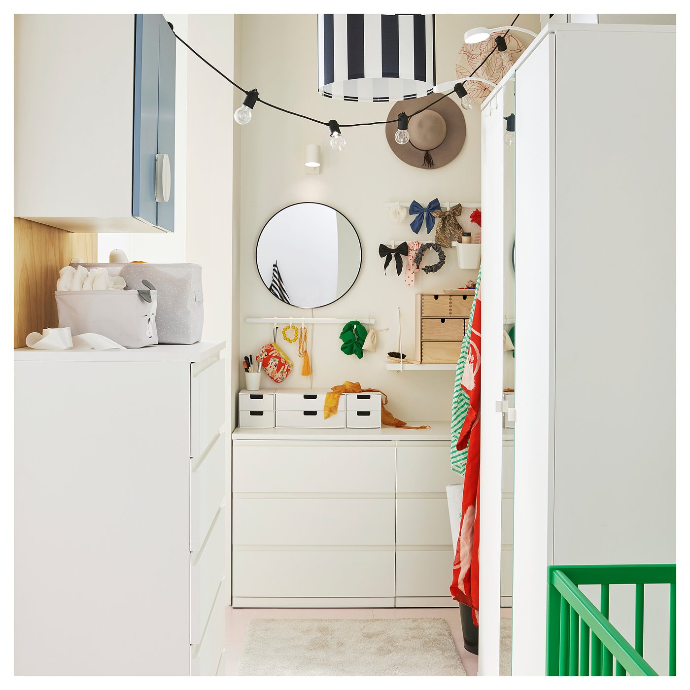 STORKLINTA 4-drawer chest, white/anchor/unlock-function, 70x48x98