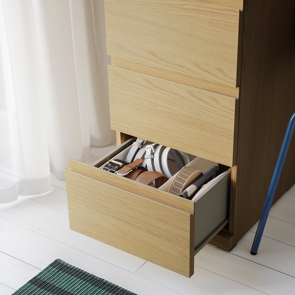 STORKLINTA 5-drawer chest, oak effect/anchor/unlock-function, 15 3/4x18 7/8x47 1/4 "