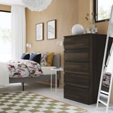 STORKLINTA 6-drawer chest, dark brown/oak effect anchor/unlock-function, 27 1/2x18 7/8x47 1/4 "