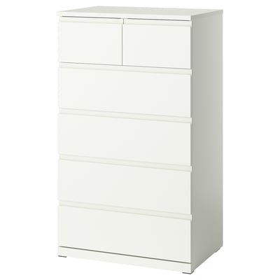 STORKLINTA 6-drawer chest, white/anchor/unlock-function, 27 1/2x18 7/8x47 1/4 "