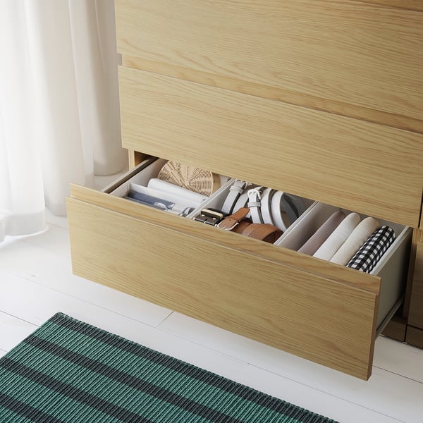 STORKLINTA 6-drawer dresser, oak effect/anchor/unlock-function, 55 1/8x18 7/8x29 1/2 "