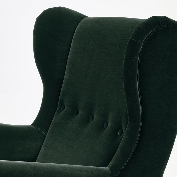 STRANDMON armchair and footstool, Djuparp dark green IKEA CA