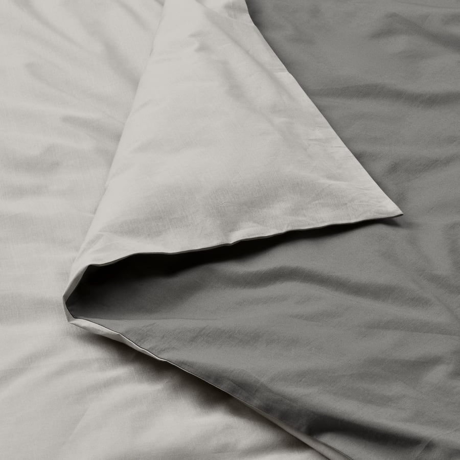 STRANDTALL duvet cover and pillowcase(s), gray/dark gray, King IKEA CA