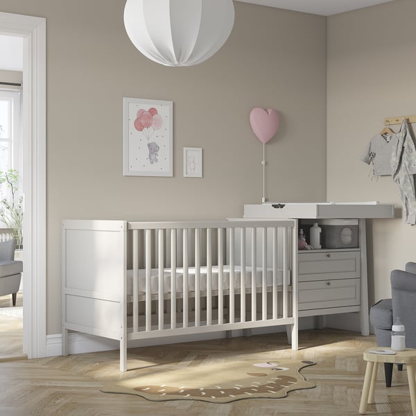 SUNDVIK Crib, gray, 27 1/2x52 "