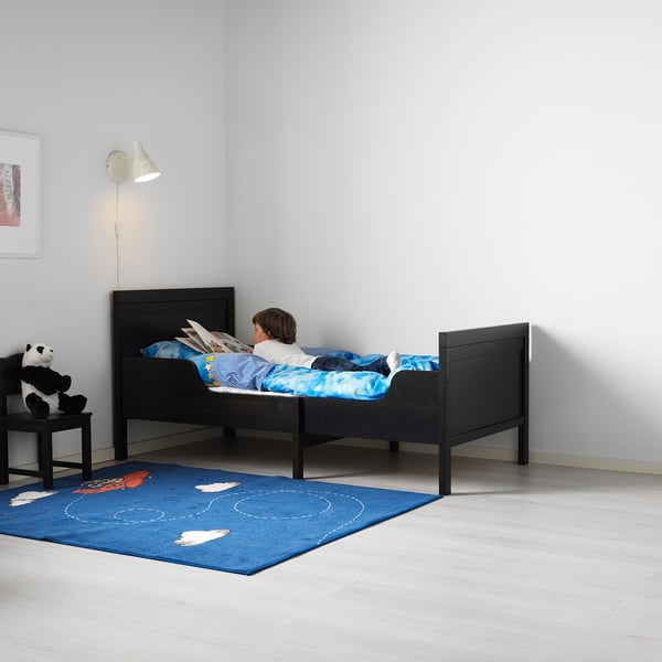 SUNDVIK Extendable bed - black-brown - IKEA