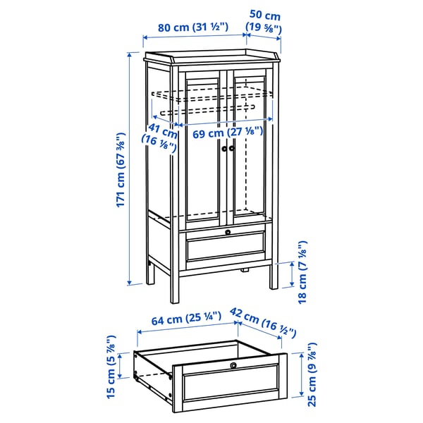 SUNDVIK Wardrobe, gray, 31 1/2x19 5/8x67 3/8 "