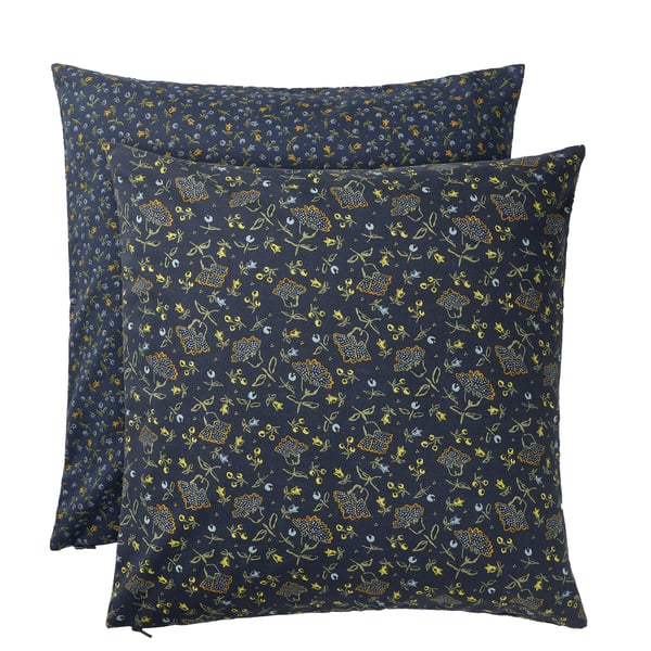 SVÄRDTÅG Cushion cover, dark blue/floral pattern, 20x20 "