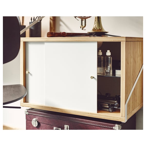 Svalnas Cabinet With 2 Doors Bamboo White Ikea