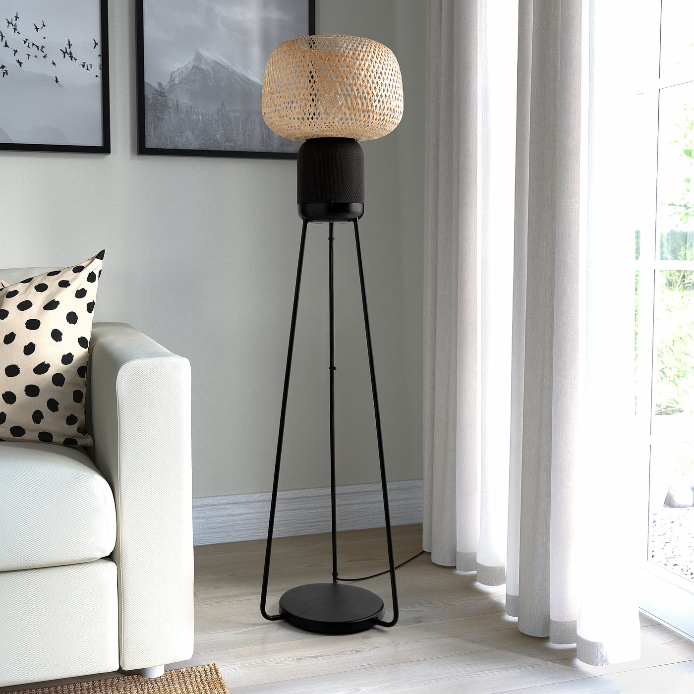 SYMFONISK floor lamp with WiFi speaker, bamboo/smart - IKEA CA