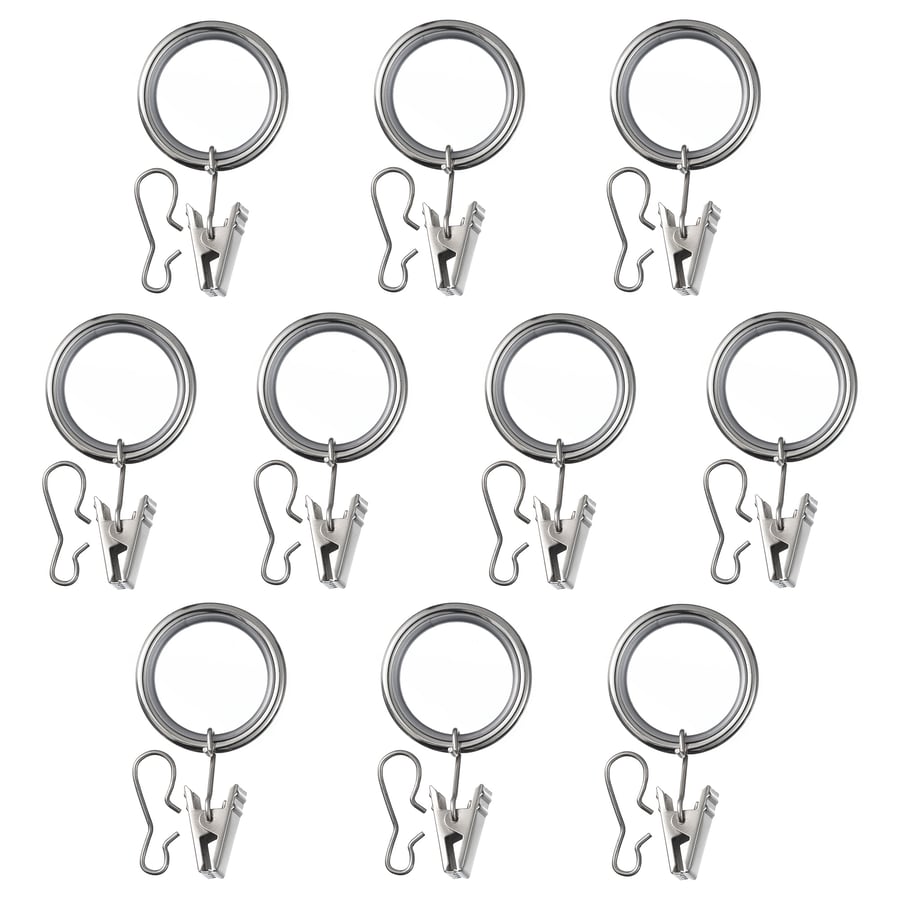 SYRLIG curtain ring with clip and hook, nickel plated, 25 mm (1") IKEA CA