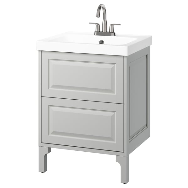 TÄNNFORSEN / ORRSJÖN Sink cab w drawers/sink/tap, light gray, 25x21 3/4x34 5/8 "