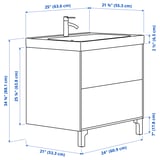 TÄNNFORSEN / ORRSJÖN Sink cab w drawers/sink/tap, light gray, 25x21 3/4x34 5/8 "