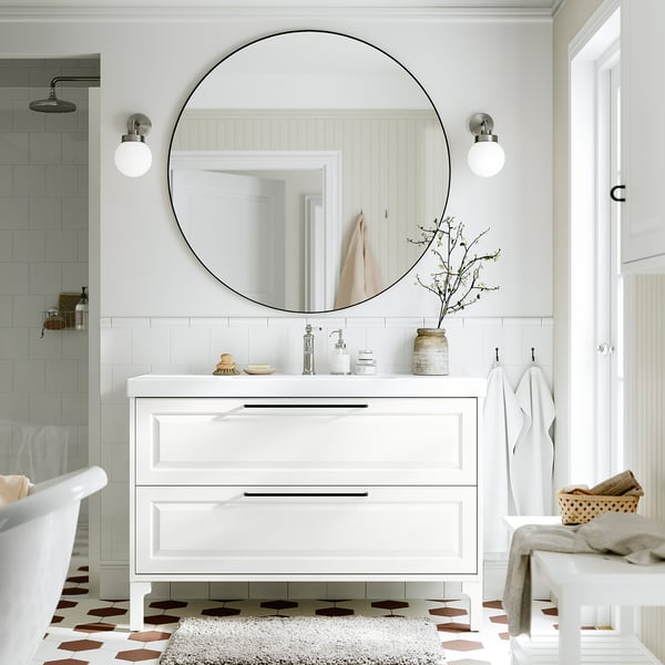 TÄNNFORSEN / ORRSJÖN Sink cab w drawers/sink/tap, white, 49x21 3/4x34 5/8 "