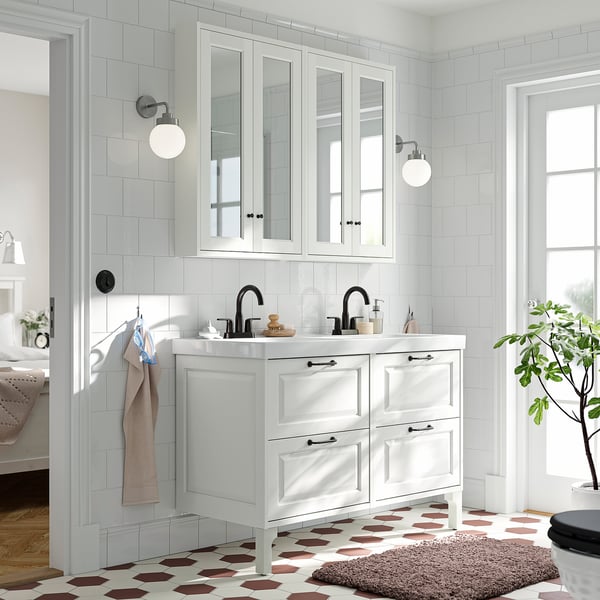 TÄNNFORSEN / ORRSJÖN Sink cab w drawers/sink/tap, white, 49x21 3/4x34 5/8 "