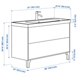 TÄNNFORSEN / ORRSJÖN Sink cab w drawers/sink/tap, white, 31x21 3/4x34 5/8 "