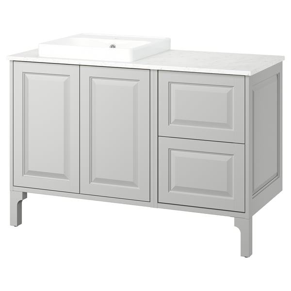 TÄNNFORSEN / ORRSJÖN Vanity, light gray/white marble effect, 49x21 1/2x35 3/8 "