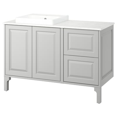 TÄNNFORSEN / ORRSJÖN Vanity, light gray/white marble effect, 49x21 1/2x35 3/8 "
