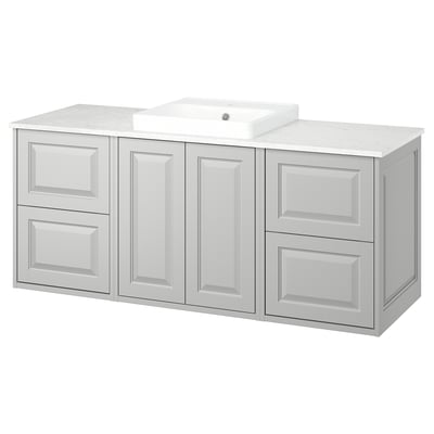 Grey bathroom vanity unit with marble top & basin