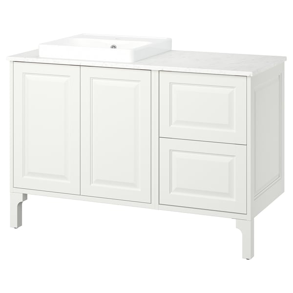 TÄNNFORSEN / ORRSJÖN Vanity, white/white marble effect, 49x21 1/2x35 3/8 "