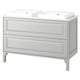 A TÄNNFORSEN light grey double bathroom vanity with two sinks, featuring classic bevelled edges and generous storage drawers.