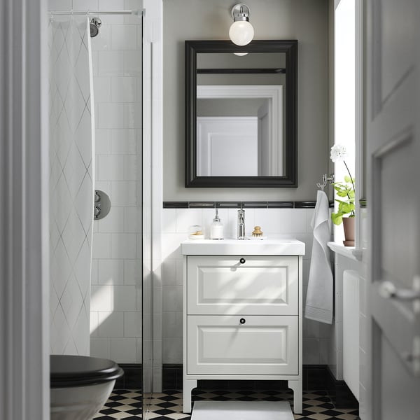 TÄNNFORSEN / ORRSJÖN Vanity with drawers, white, 25x21 3/4x34 5/8 "