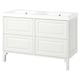 A TÄNNFORSEN white bathroom vanity combo with double sinks, classic design, and wooden drawers.