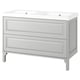 TÄNNFORSEN grey bathroom cabinet, classic style with bevelled edges, two drawers, double basin, wall-mount or leg option.