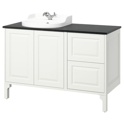 TÄNNFORSEN / RUTSJÖN Sink cab/sinks/faucet, white/black marble effect, 49x21 1/2x37 1/8 "