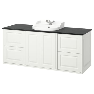 TÄNNFORSEN / RUTSJÖN Sink cab/sinks/faucet, white/black marble effect, 61x21 1/2x30 1/8 "