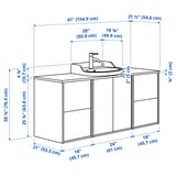 TÄNNFORSEN / RUTSJÖN Sink cab/sinks/faucet, white/black marble effect, 61x21 1/2x30 1/8 "
