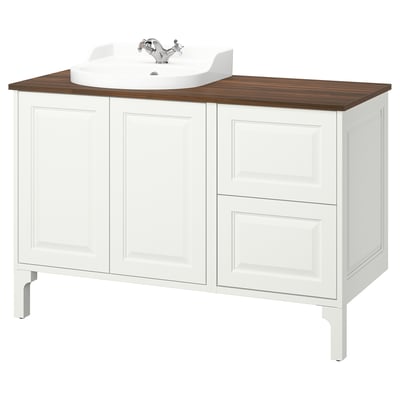 TÄNNFORSEN / RUTSJÖN Sink cab/sinks/faucet, white/brown walnut effect, 49x21 1/2x37 1/8 "