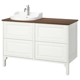 TÄNNFORSEN / RUTSJÖN Sink cab/sinks/faucet, white/brown walnut effect, 49x21 1/2x37 1/8 "