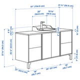 TÄNNFORSEN / RUTSJÖN Sink cab/sinks/faucet, white/brown walnut effect, 61x21 1/2x37 1/8 "