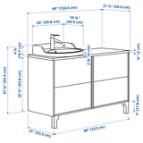 TÄNNFORSEN / RUTSJÖN Sink cab/sinks/faucet, white/brown walnut effect, 49x21 1/2x37 1/8 "