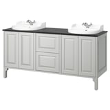 TÄNNFORSEN / RUTSJÖN Sink cab/sinks/taps, light gray/black marble effect, 67x21 1/2x37 1/8 "