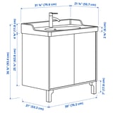 TÄNNFORSEN / RUTSJÖN Sink cab w doors/sink/tap, light gray, 31 3/8x21 7/8x36 3/4 "