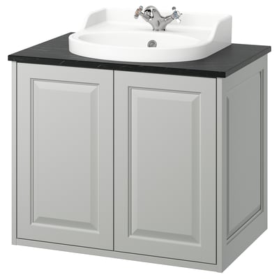 TÄNNFORSEN / RUTSJÖN Sink cab w drawers/sink/tap, light gray/black marble effect, 31x21 1/2x30 1/8 "