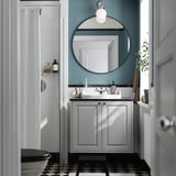 TÄNNFORSEN / RUTSJÖN Sink cab w drawers/sink/tap, light gray/black marble effect, 31x21 1/2x30 1/8 "