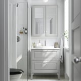 TÄNNFORSEN / RUTSJÖN Sink cab w drawers/sink/tap, light gray/white marble effect, 31x21 1/2x37 1/8 "