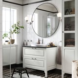 TÄNNFORSEN / RUTSJÖN Sink cab w drawers/sink/tap, white/black marble effect, 37x21 1/2x30 1/8 "