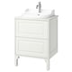 TÄNNFORSEN / RUTSJÖN Sink cab w drawers/sink/tap, white/white marble effect, 25x21 1/2x37 1/8 "
