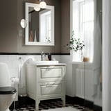 TÄNNFORSEN / RUTSJÖN Sink cab w drawers/sink/tap, white/white marble effect, 25x21 1/2x37 1/8 "