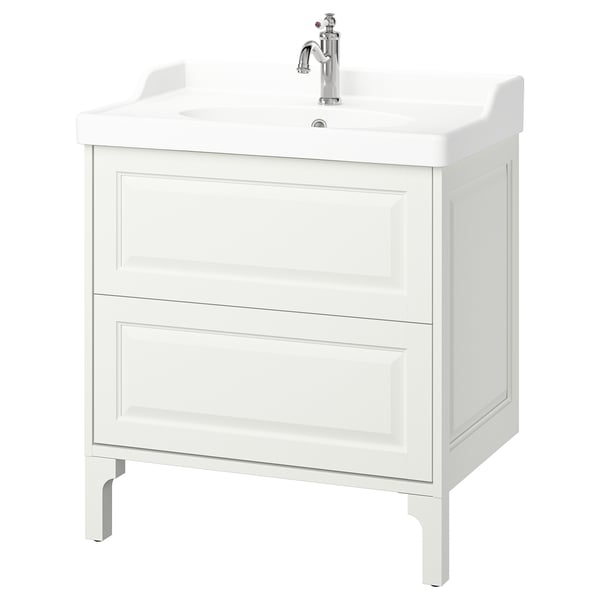 TÄNNFORSEN / RUTSJÖN Sink cab w drawers/sink/tap, white, 31 3/8x21 7/8x36 3/4 "