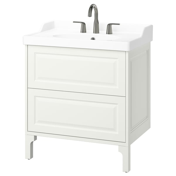 TÄNNFORSEN / RUTSJÖN Sink cab w drawers/sink/tap, white, 31 3/8x21 7/8x36 3/4 "