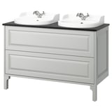 TÄNNFORSEN / RUTSJÖN Sink cab w drawers/sink/taps, light gray/black marble effect, 49x21 1/2x30 1/8 "