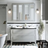 TÄNNFORSEN / RUTSJÖN Sink cab w drawers/sink/taps, light gray/black marble effect, 49x21 1/2x30 1/8 "